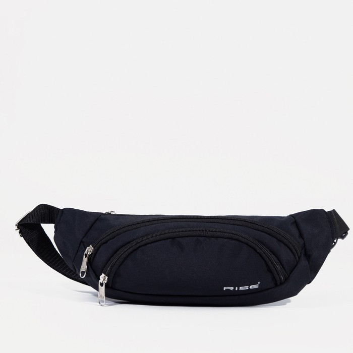 Поясная сумка на молнии, 2 наружных кармана, цвет чёрный - фото 1 - id-p224526447