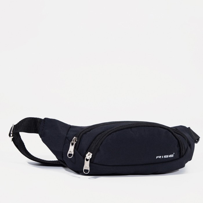 Поясная сумка на молнии, 2 наружных кармана, цвет чёрный - фото 2 - id-p224526447