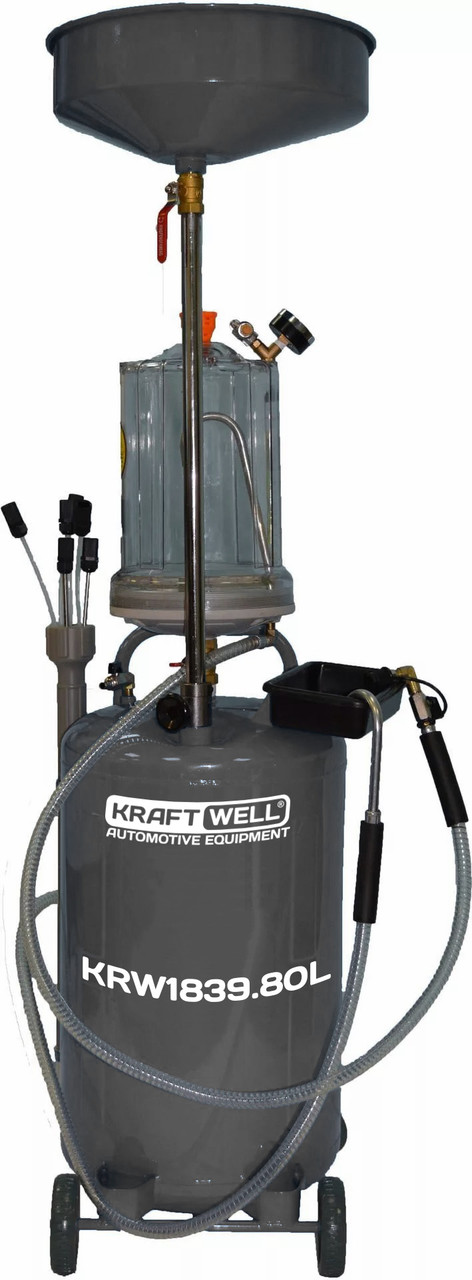 KraftWell KRW1839.80L Установка для слива и откачки масла/антифриза с подъемной ванной и мерной емкостью,