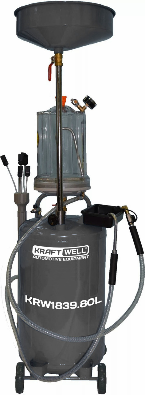 KraftWell KRW1839.80L Установка для слива и откачки масла/антифриза с подъемной ванной и мерной емкостью, - фото 1 - id-p224527109