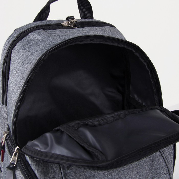Рюкзак мужской, 2 отдела на молниях, 2 боковых кармана, цвет серый - фото 5 - id-p224528010