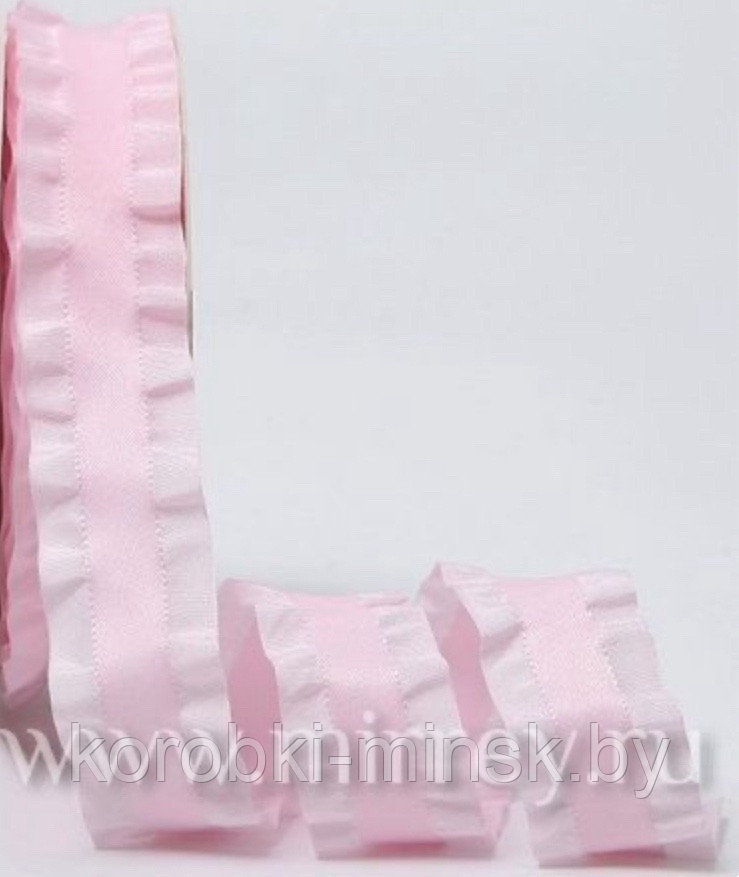 Лента декоративная "Волнистый кант", 25см х 10ярд, полиэстер Розовый - фото 1 - id-p224528170