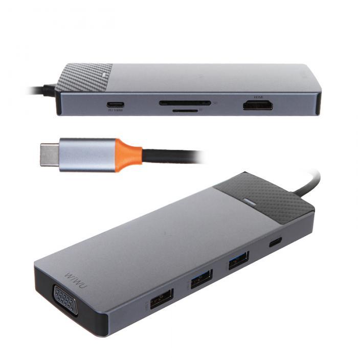 Хаб USB Wiwu Linker A921HV 9-in-1 USB-C Grey 6976195094046 - фото 1 - id-p223033796