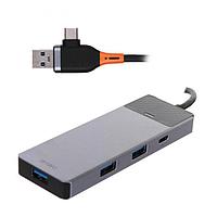 Хаб USB Wiwu Linker A431C 4-in-1 Type-C Grey 6976195094022