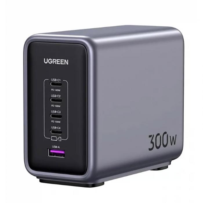 Зарядное устройство Ugreen CD333 Nexode 300W 5-Port PD GaN Fast Charger EU Gray 90903B - фото 1 - id-p223109065