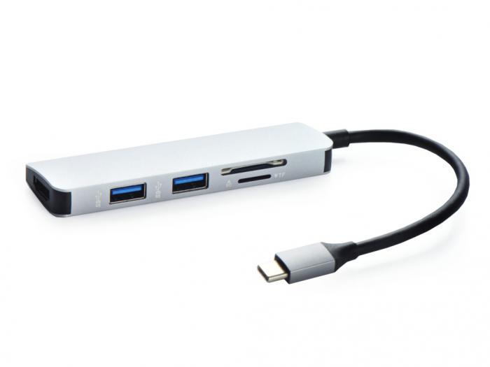 Хаб USB Gurdini USB-C Expander to HDMI 4K +2xUSB 3.0 +CardReader для APPLE MacBook Graphite 910069 - фото 1 - id-p224390145