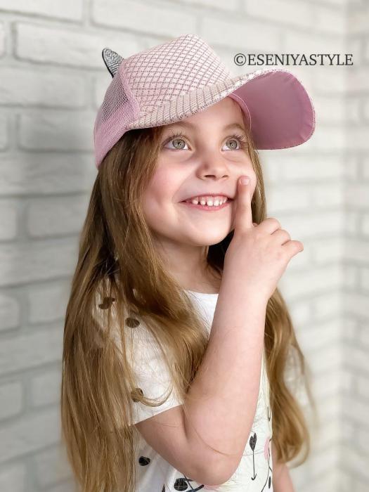 Кепка для девочки летняя с ушками розовая Бейсболка детская для подростка с сеточкой головной убор на лето - фото 8 - id-p223961973