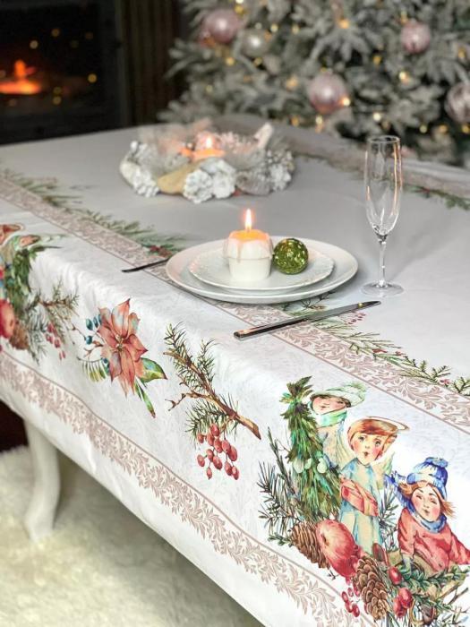Скатерть на стол книжку прямоугольный раскладной новогодняя непромокаемая для кухни в зал хлопок с рисунком - фото 4 - id-p224444185