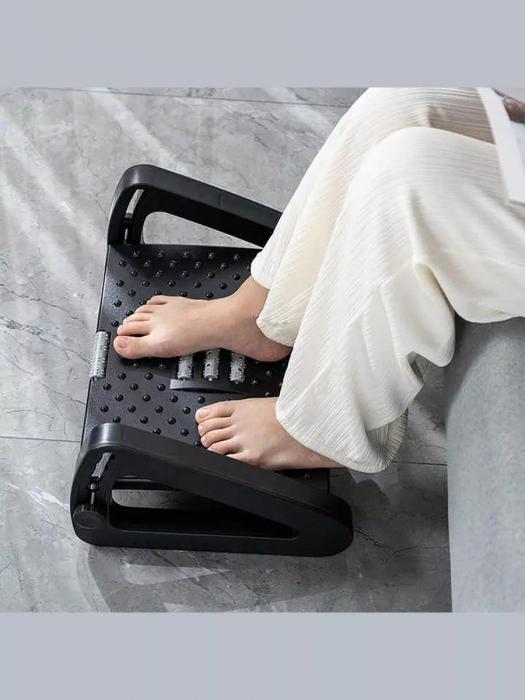 Подставка для ног унитаза офисная туалетная ортопедическая регуляруемая взрослая массажная под стол D38 черная - фото 6 - id-p224444195