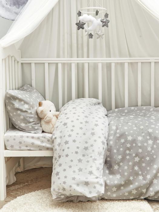 Детское постельное белье в кроватку для колыбели новорожденного поплин комплект из хлопка звезды ясельный - фото 3 - id-p224444271