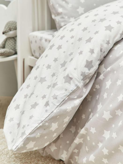 Детское постельное белье в кроватку для колыбели новорожденного поплин комплект из хлопка звезды ясельный - фото 8 - id-p224444271