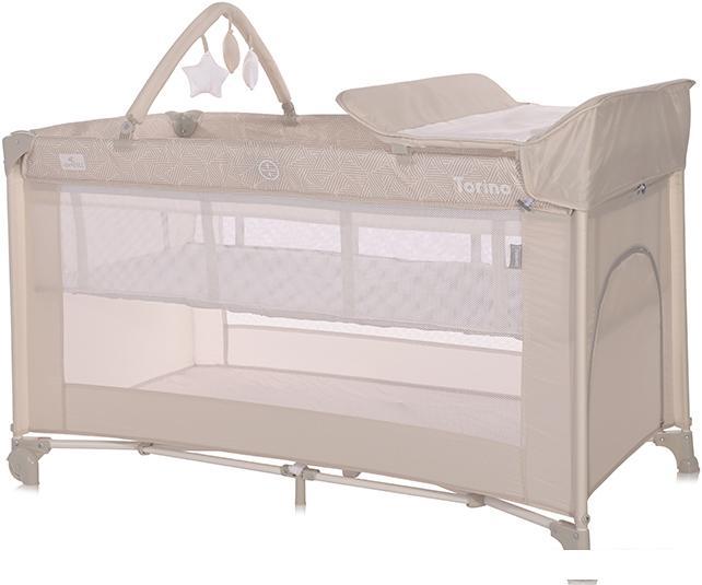 Манеж-кровать Lorelli Torino 2 Plus 2022 (бежевый, полосы) - фото 1 - id-p224460366