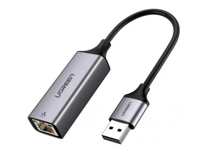 Сетевая карта Хаб USB Ugreen CM209 USB to RJ45 Ethernet Adapter Aluminum Case Space Gray 50922 - фото 1 - id-p224221612