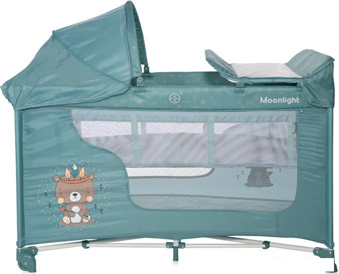 Манеж-кровать Lorelli Moonlight 2 Layers Plus 2023 (арктический зеленый, индеец) - фото 3 - id-p224460394