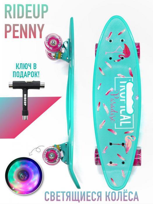 Скейтборд для девочек подростков со светящимися колесами детский скейт с ручкой пенни борд круизер - фото 1 - id-p224444335