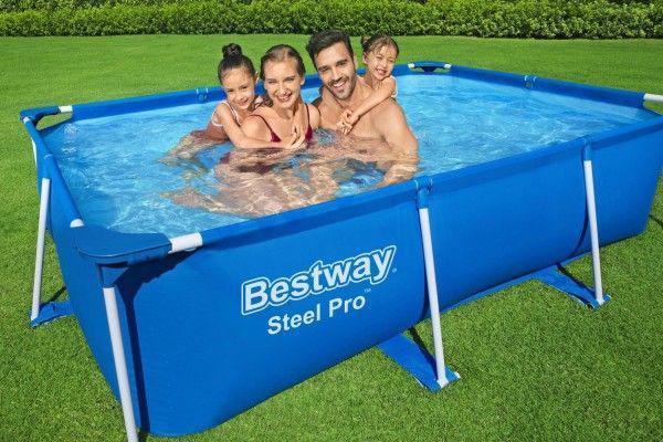 Детский бассейн каркасный BESTWAY 56403 STEEL PRO складной мобильный жесткий прямоугольный для дачи - фото 3 - id-p224494513