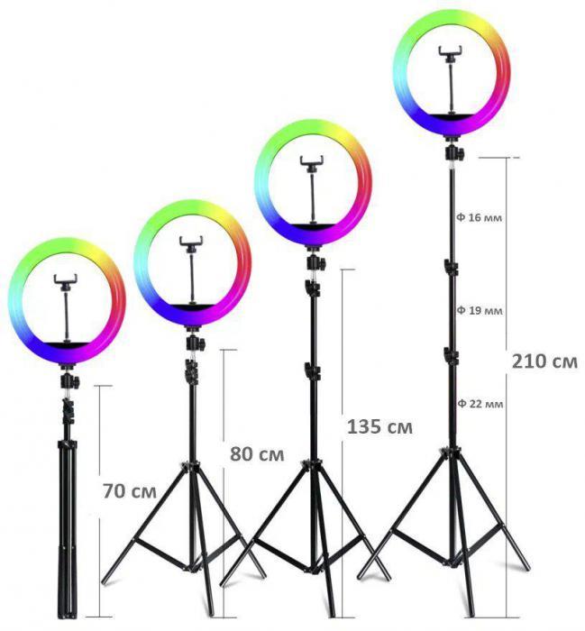 Кольцевая лампа на штативе 33 см светодиодная на телефон rgb цветная для фото селфи видео тик тока - фото 6 - id-p224444404