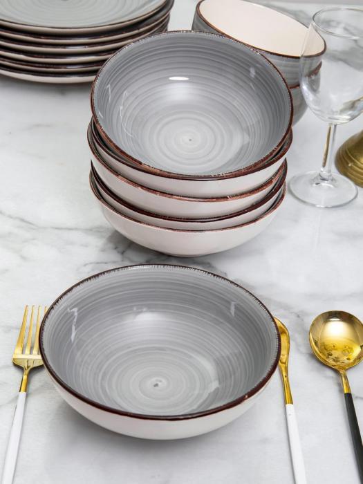 Набор тарелок керамика на 6 персон суповые обеденные глубокие посуда для супа - фото 1 - id-p224444426