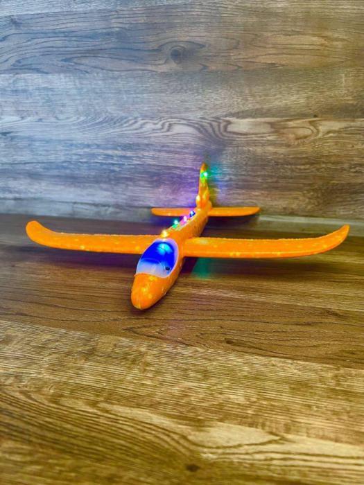 Самолет из пенопласта игрушка планер детский пенопластовый летающий самолетик с подсветкой - фото 7 - id-p224444433