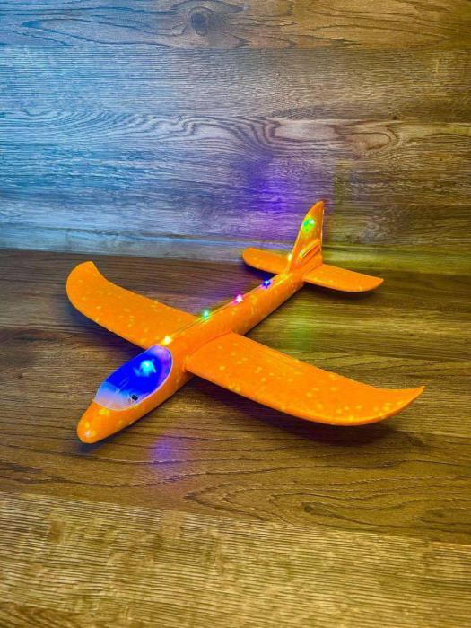 Самолет из пенопласта игрушка планер детский пенопластовый летающий самолетик с подсветкой - фото 10 - id-p224444433