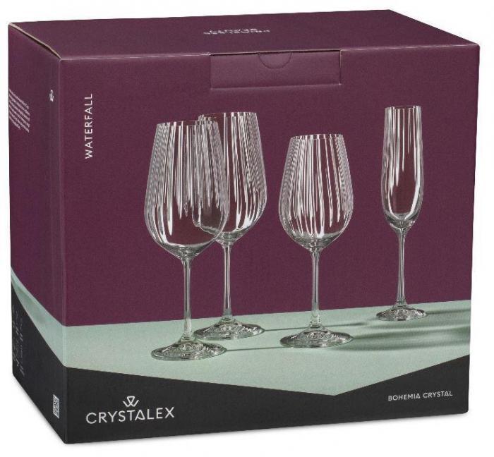 CRYSTALEX CR350101W Набор бокалов для вина WATERFALL 6шт 350мл - фото 1 - id-p224493366
