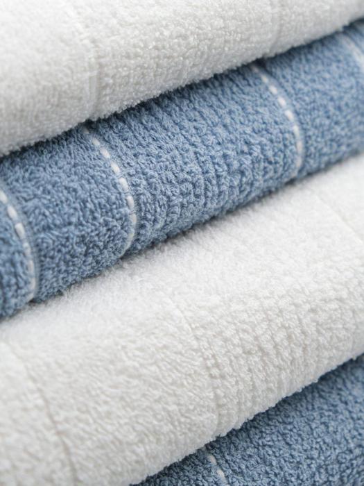 Набор полотенец для ванной махровые банные синий белый подарочный комплект в баню 4 штуки - фото 4 - id-p224444557