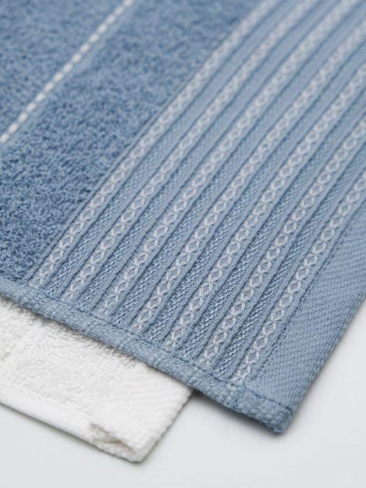 Набор полотенец для ванной махровые банные синий белый подарочный комплект в баню 4 штуки - фото 6 - id-p224444557