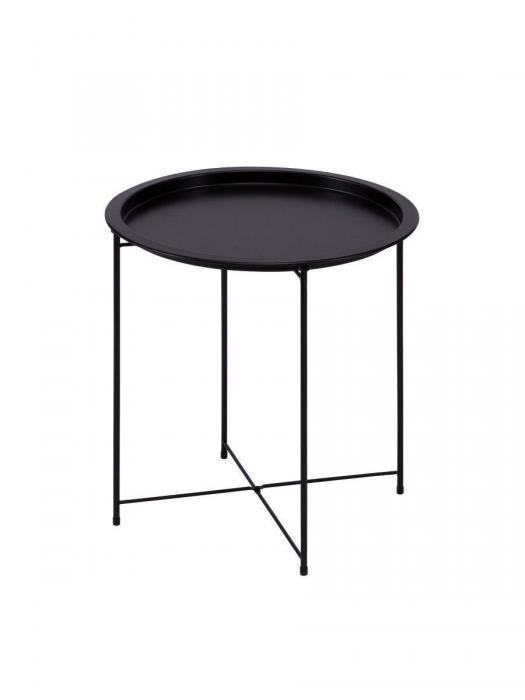 Журнальный столик поднос круглый с ножками VS57 черный стол металлический кофейный складной трансформер - фото 7 - id-p224444586