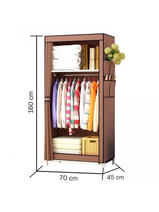 Тканевый каркасный шкаф разборный для одежды VS31 бежевый складной органайзер из ткани - фото 3 - id-p224444601