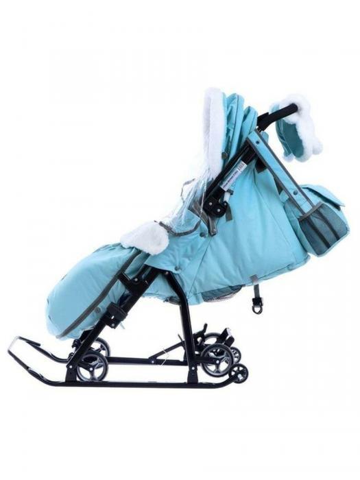Санки коляска Ника детские зимние для малышей с колесиками и перекидной ручкой - фото 8 - id-p224444770