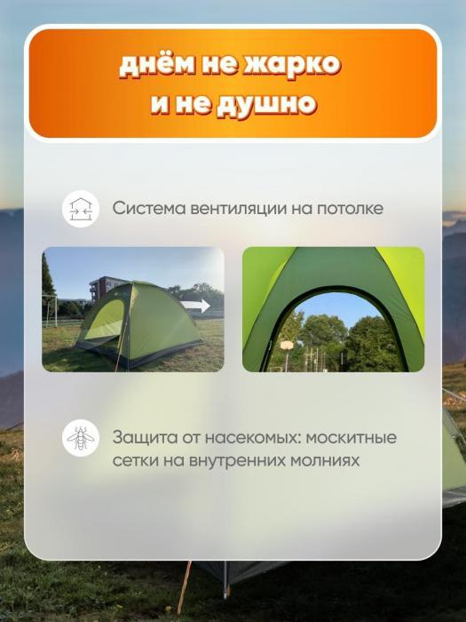 Палатка туристическая двухместная кемпинговая походная непромокаемая NS22 для рыбалки отдыха на природе - фото 6 - id-p224444984