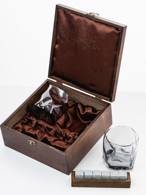 Подарочный набор для виски в деревянной шкатулке с камнями AmiroTrend ABW-304S - фото 5 - id-p220747217