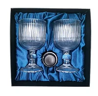 Подарочный набор для вина 2 бокала, вакуумная пробка AmiroTrend ABW-501 blue crystal