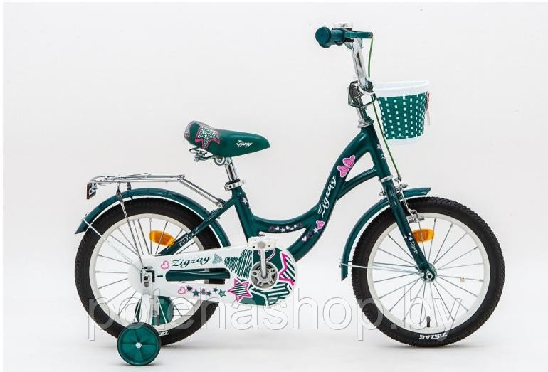 Велосипед с приставными колесами, колеса 18" ZIGZAG GIRL зеленый, ZG-1836 - фото 1 - id-p224530814