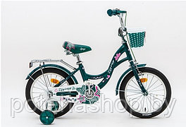 Велосипед с приставными колесами, колеса 16" ZIGZAG GIRL зеленый, ZG-1636