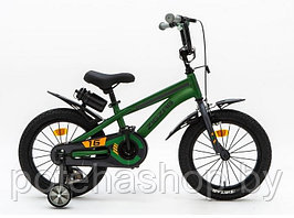 Велосипед с приставными колесами, колеса 16" ZIGZAG CROSS зеленый, ZG-1615
