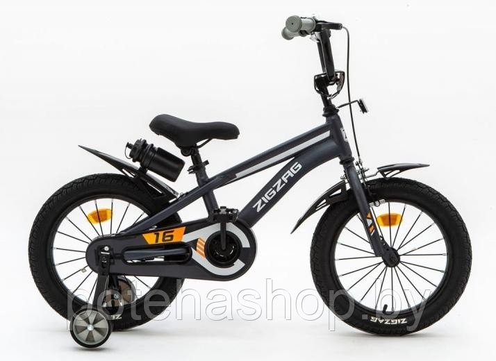 Велосипед с приставными колесами, колеса 16" ZIGZAG CROSS черный, ZG-1616