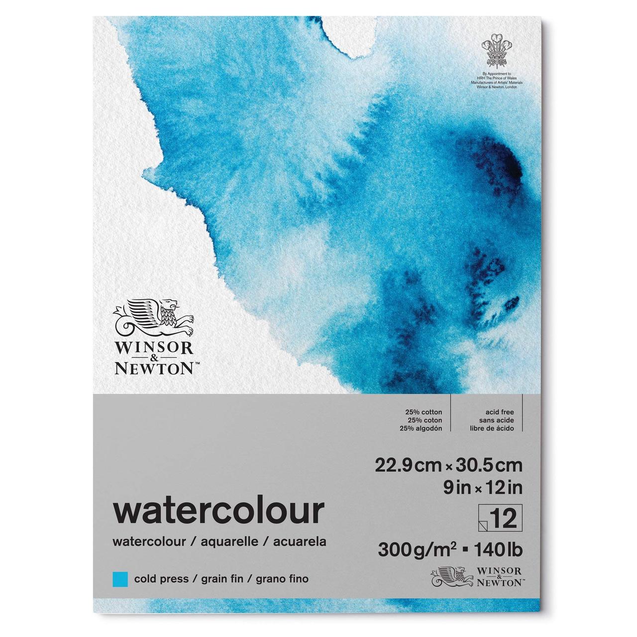 Бумага акварельная Winsor&Newton WATERCOLOUR PAD COLD 300 22,9*30,5, 12 листов - фото 1 - id-p169375529