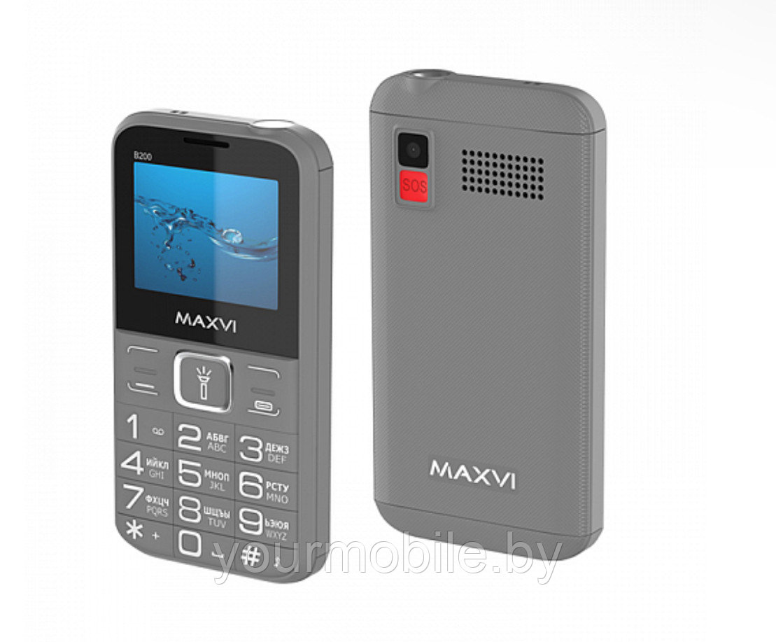 Мобильный телефон Maxvi B200 ( с большими кнопками, кнопкой sos) Серый - фото 1 - id-p224533036