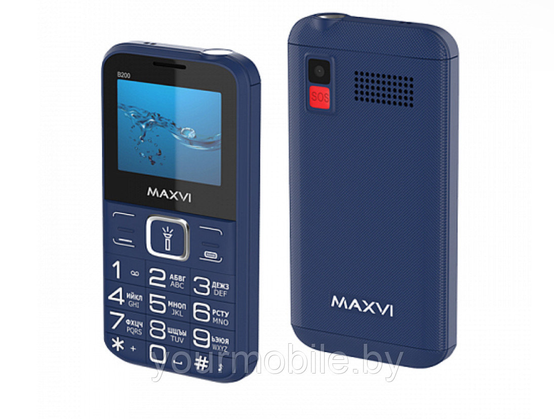 Мобильный телефон Maxvi B200 ( с большими кнопками, кнопкой sos) Синий - фото 1 - id-p224533034