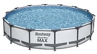 Круглый каркасный дачный бассейн с фильтром фильтрующим насосом Bestway Steel Pro Max 56595 427х84см для улицы