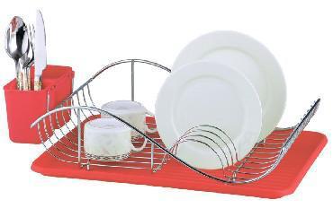 Сушилка подставка для посуды настольная ZEIDAN Z-1170 красная кухонная сушка в шкаф 50 см - фото 1 - id-p224494247