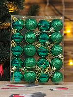 Елочные шары новогодние на елку зеленые Набор украшений игрушки пластиковые шарики 20 штук