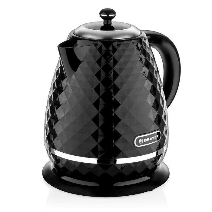 Электрический чайник керамический черный электрочайник керамика мощный бытовой из керамики BRAYER - фото 4 - id-p224425858