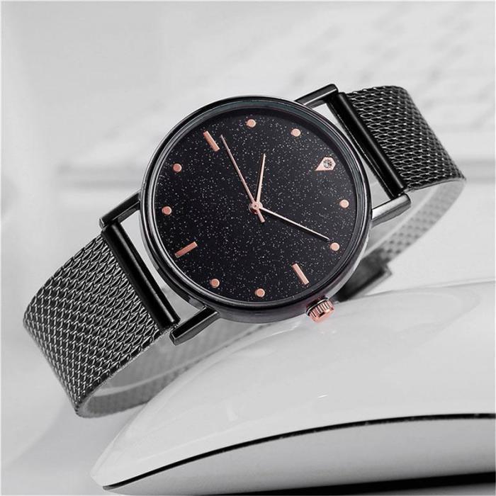 Часы женские наручные кварцевые черные с браслетом - фото 3 - id-p224425984