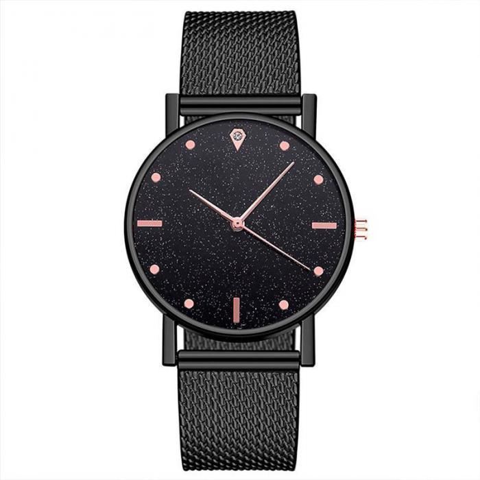 Часы женские наручные кварцевые черные с браслетом - фото 4 - id-p224425984