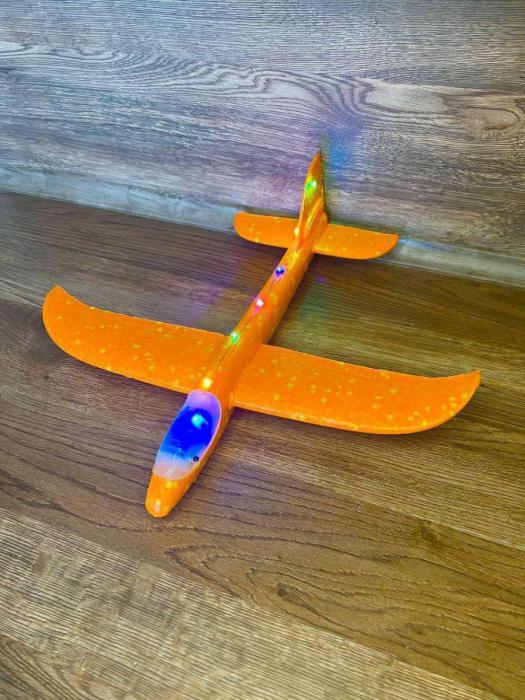 Самолет из пенопласта игрушка планер детский пенопластовый летающий самолетик с подсветкой - фото 3 - id-p224425999