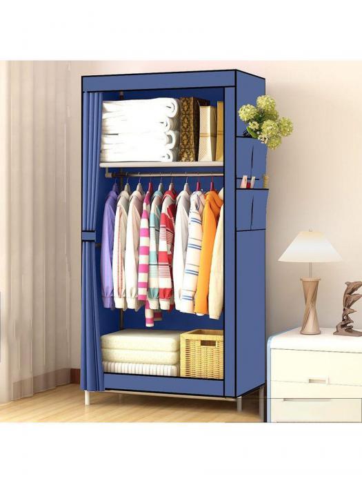 Тканевый каркасный шкаф разборный для одежды VS31 синий складной органайзер из ткани - фото 1 - id-p224426240