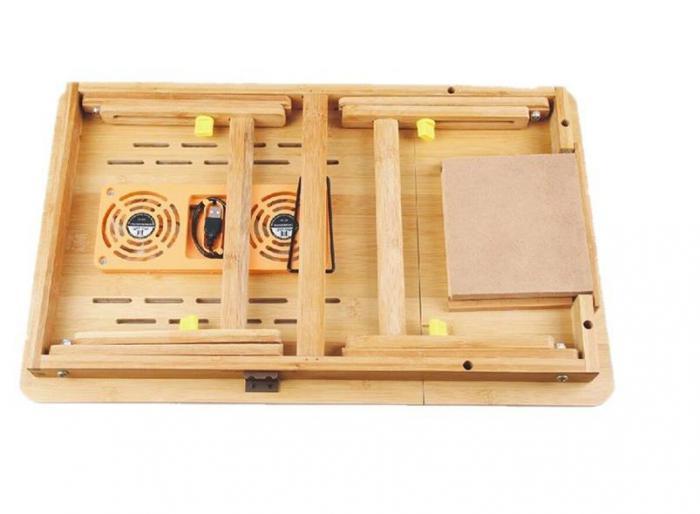Деревянный складной столик для ноутбука завтрака VS38 раскладной трансформер с охлаждением - фото 4 - id-p224426345