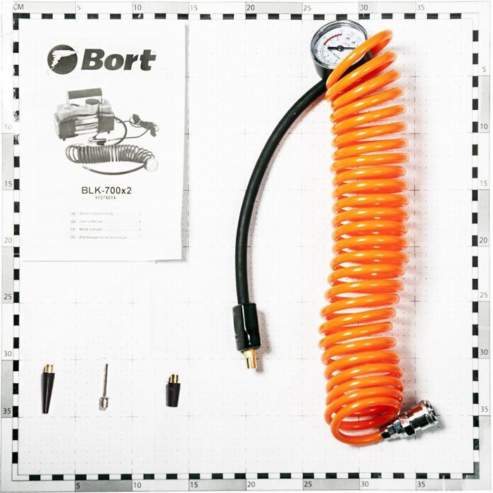 Компрессор автомобильный насос для накачки шин Bort BLK-700x2 электрический на клеммы аккумулятора 12 вольт - фото 3 - id-p224426412